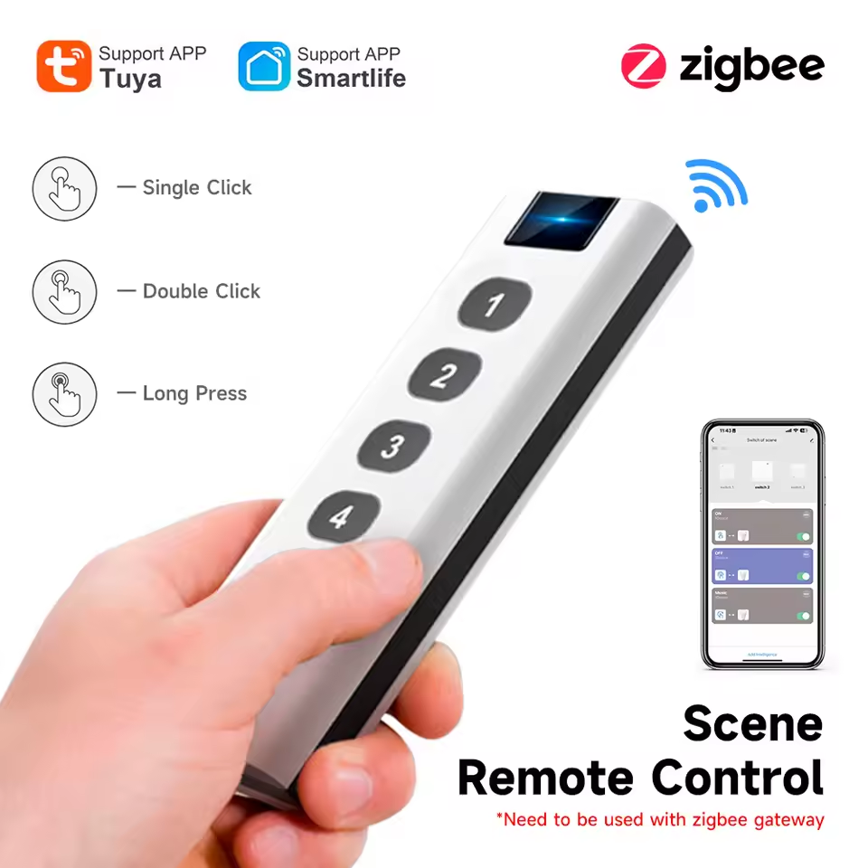 Tuya 4 Channel - Interruptor de Escenas Inteligente Tuya ZigBee