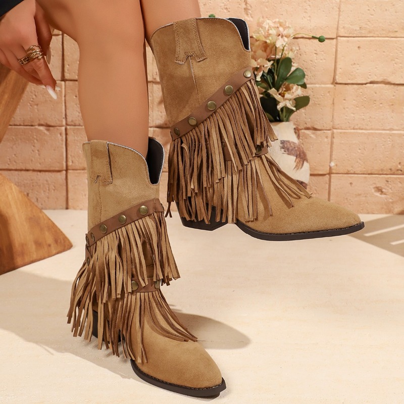 Tasmota - Botines de vaqueros con borlas vintage